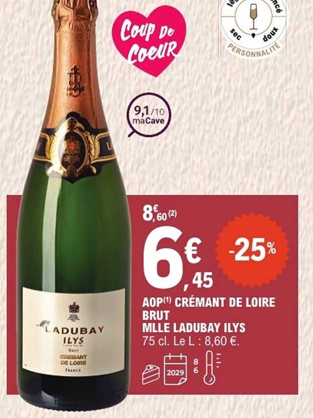 AOP(1) CRÉMANT DE LOIRE BRUT Mlle Ladubay Ilys 75 cl