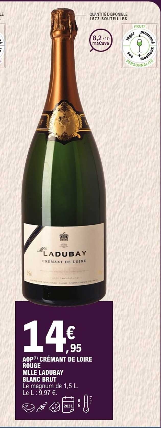AOP(1) CRÉMANT DE LOIRE ROUGE MLLE LADUBAY BLANC BRUT