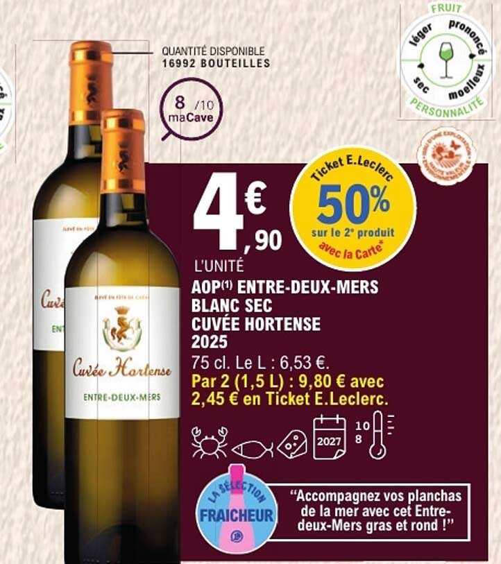AOP(1) ENTRE-DEUX-MERS BLANC SEC CUVÉE HORTENSE 2025