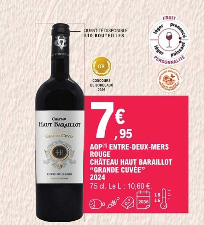AOP(1) ENTRE-DEUX-MERS ROUGE CHÂTEAU HAUT BAILLOT “GRANDE CUVÉE” 2024