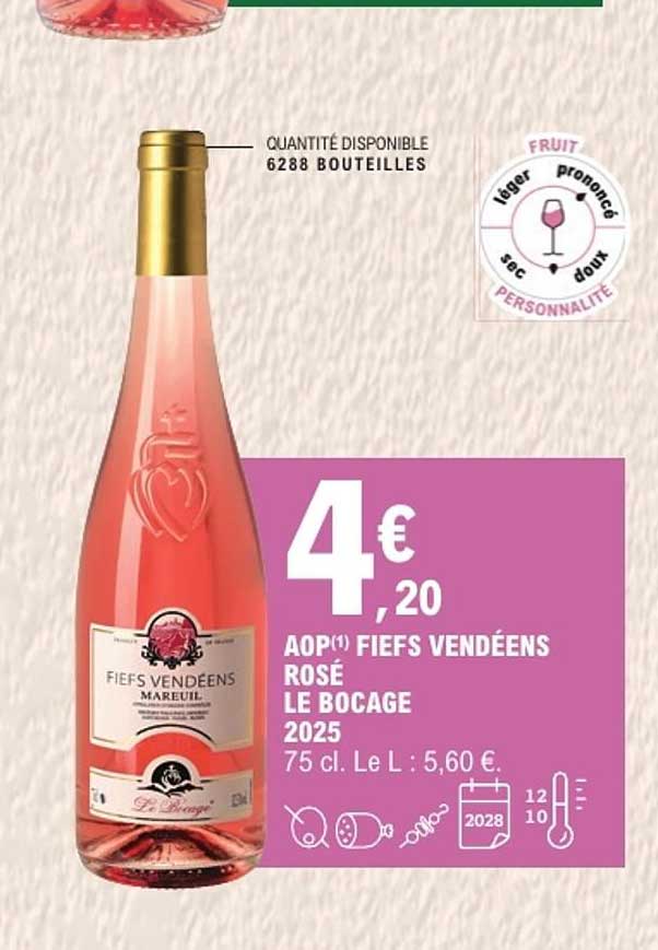 AOP(1) FIEFS VENDÉENS ROSÉ LE BOCAGE 2025