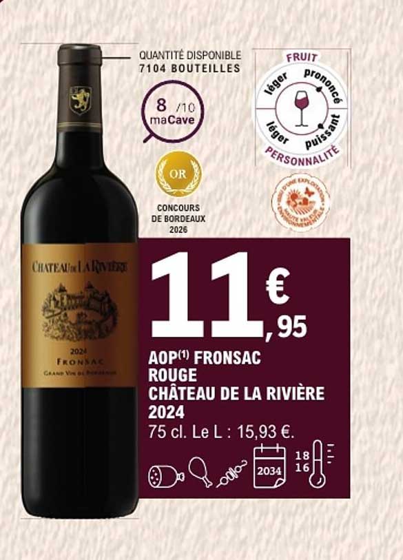 AOP(1) FRONSAC ROUGE CHÂTEAU DE LA RIVIÈRE 2024