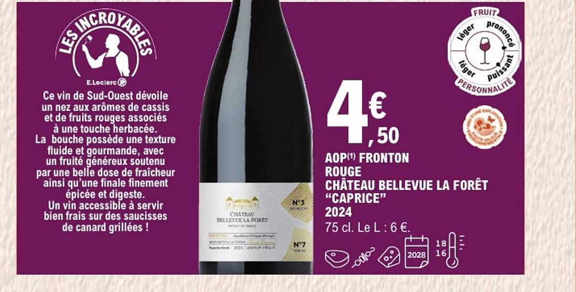 AOP(1) FRONTON ROUGE CHÂTEAU BELLEVUE LA FORÊT “CAPRICE” 2024