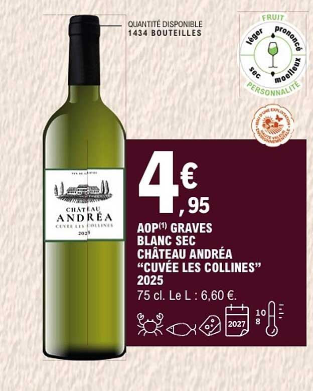AOP(1) GRAVES BLANC SEC CHÂTEAU ANDRÉA “CUVÉE LES COLLINES” 2025