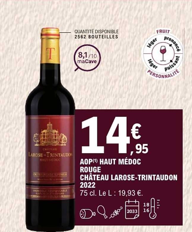 AOP(1) HAUT MÉDOC ROUGE CHÂTEAU LAROSE-TRINDAUDON 2022