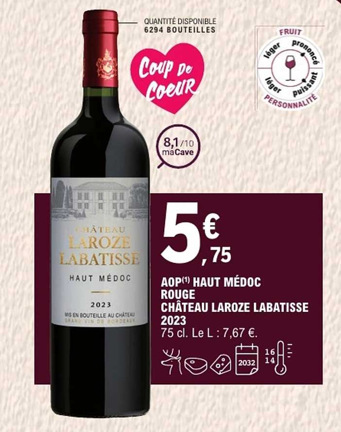 AOP(1) HAUT MÉDOC ROUGE CHÂTEAU LAROZE LABATISSE 2023