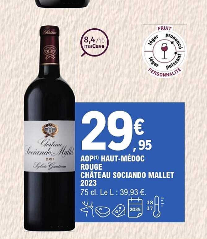 AOP(1) HAUT-MÉDOC ROUGE CHÂTEAU SOCIANDO MALLET 2023
