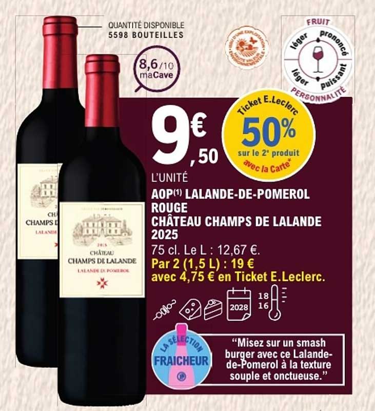 AOP(1) LALANDE-DE-POMEROL ROUGE CHÂTEAU CHAMPS DE LALANDE 2025