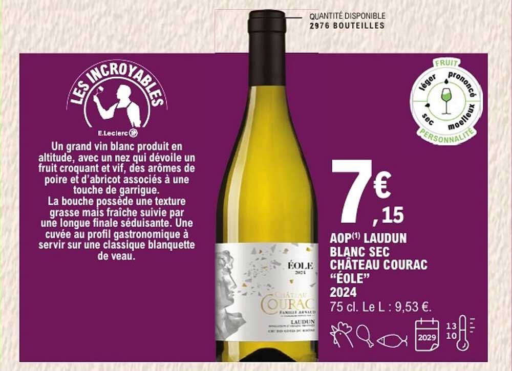 AOP(1) LAUDUN BLANC SEC CHÂTEAU COURAC “ÉOLE” 2024