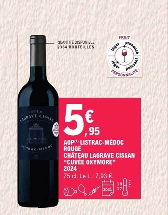 AOP(1) LISTRAC-MÉDOC ROUGE CHÂTEAU LAGRAVE CISSAN “CUVÉE OXYMORE” 2024