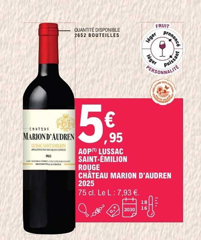 AOP(1) LUSSAC SAINT-ÉMILION ROUGE CHÂTEAU MARION D'AUDREN 2025