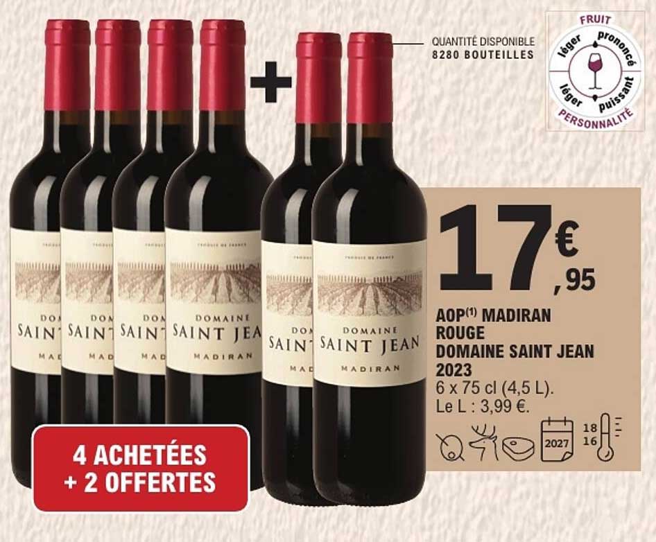AOP(1) MADIRAN ROUGE DOMAINE SAINT JEAN 2023
