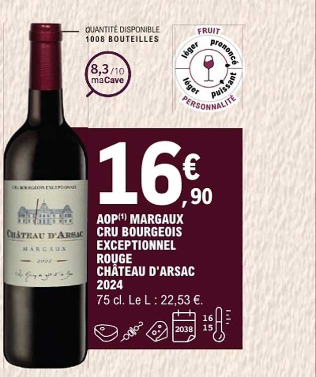 AOP(1) MARGAUX CRU BOURGEOIS EXCEPTIONNEL ROUGE CHÂTEAU D'ARSAC 2024