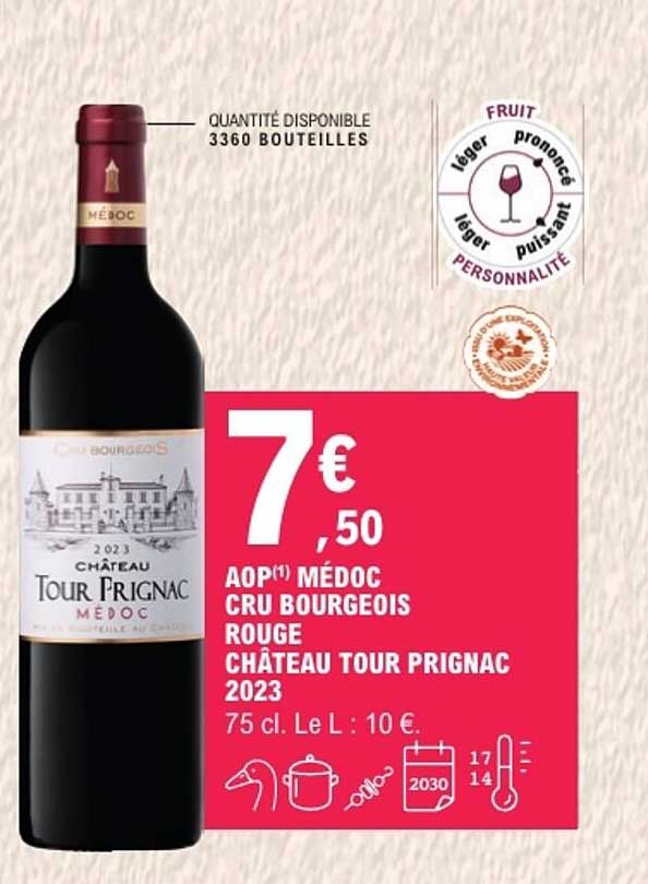 AOP(1) MÉDOC CRU BOURGEOIS ROUGE CHÂTEAU TOUR PRIGNAC 2023