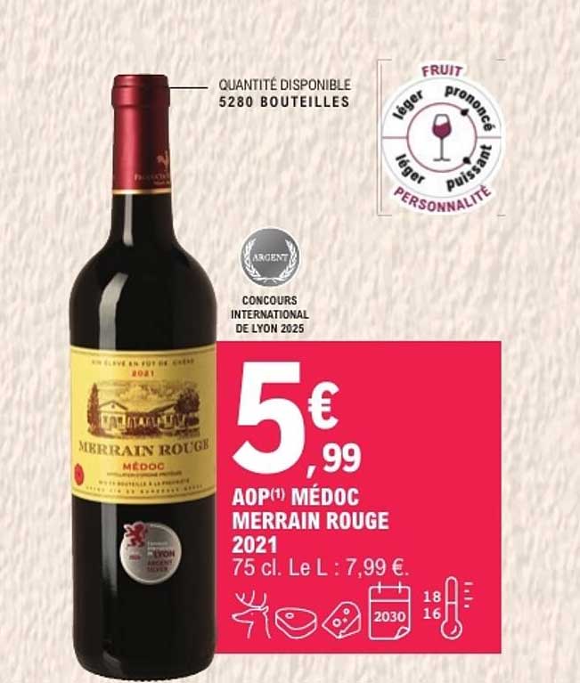 AOP(1) MÉDOC MERRAIN ROUGE 2021