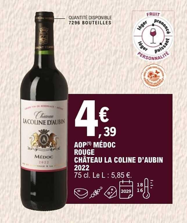 AOP(1) MÉDOC ROUGE CHÂTEAU LA COLINE D’AUBIN 2022