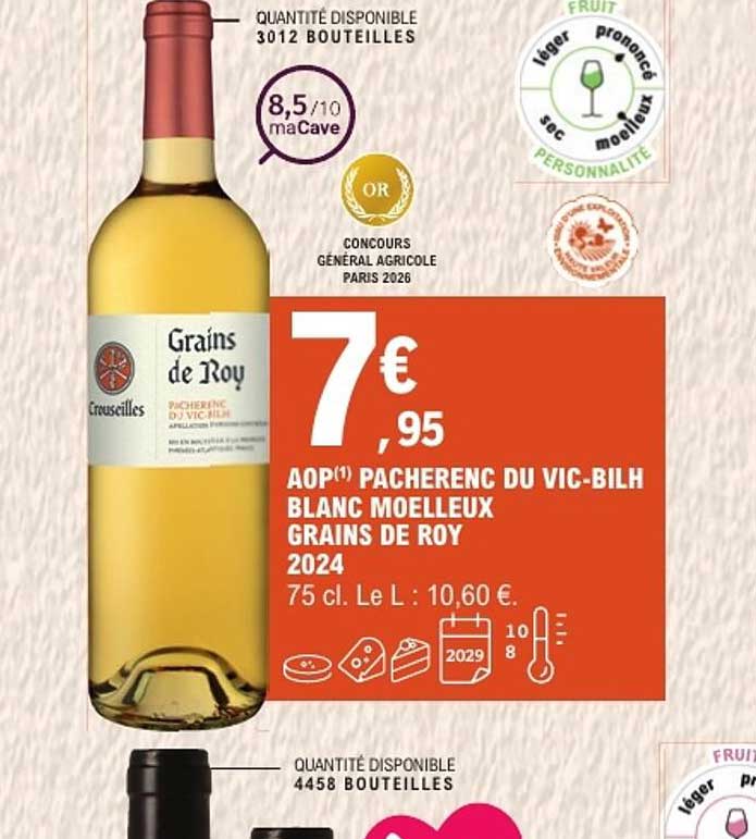 AOP(1) PACHERENC DU VIC-BILH BLANC MOELLEUX GRAINS DE ROY 2024