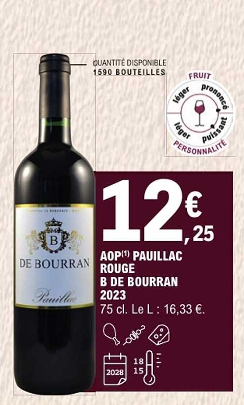 AOP(1) PAUILLAC ROUGE B DE BOURRAN 2023