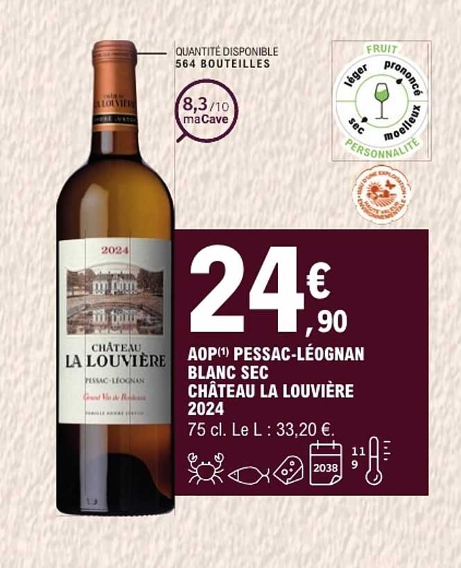 AOP(1) PESSAC-LÉOGNAN BLANC SEC CHÂTEAU LA LOUVIÈRE 2024