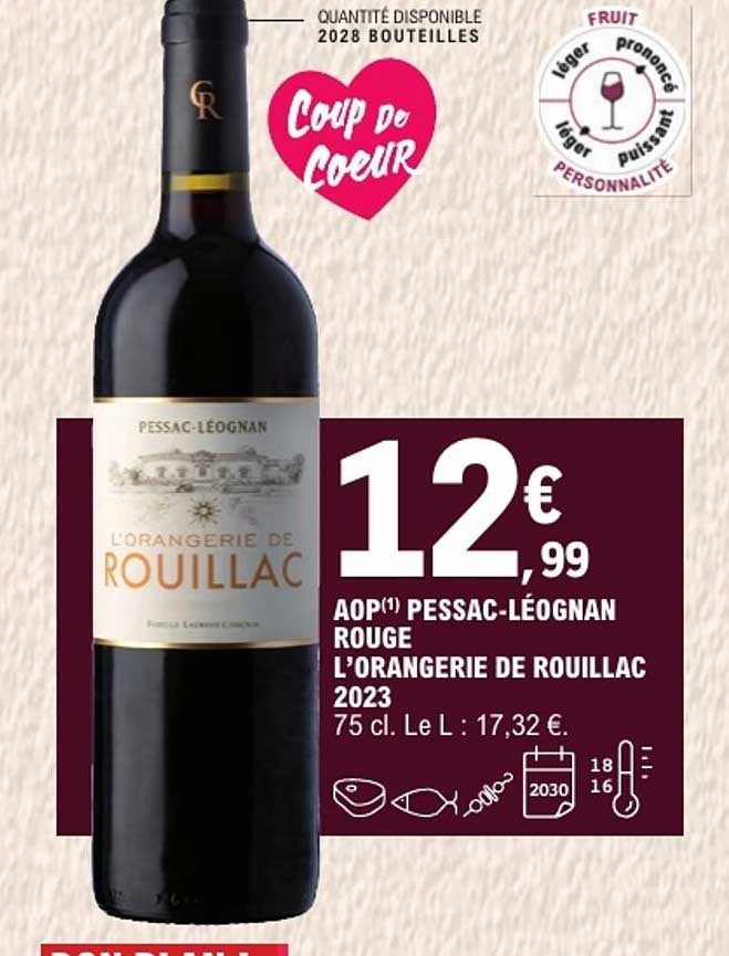 AOP(1) PESSAC-LÉOGNAN ROUGE L’ORANGERIE DE ROUILLAC 2023