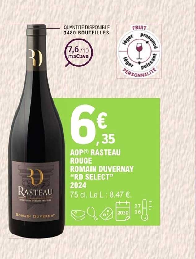 AOP(1) RASTEAU ROUGE ROMAIN DUVERNAY "RD SELECT" 2024