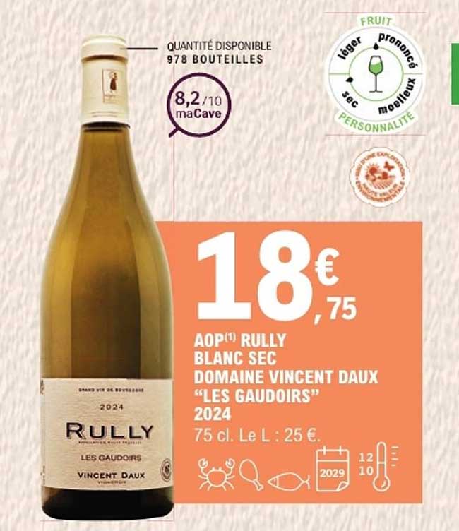 AOP(1) RULLY BLANC SEC DOMAINE VINCENT DAUX “LES GAUDOIRS” 2024