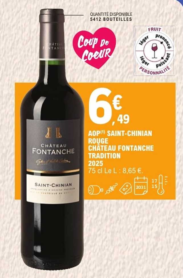 AOP(1) SAINT-CHINIAN ROUGE CHÂTEAU FONTANCHE TRADITION 2025 75 cl