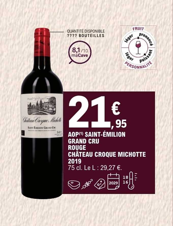 AOP(1) SAINT-ÉMILION GRAND CRU ROUGE CHÂTEAU CROQUE MICHOTTE 2019