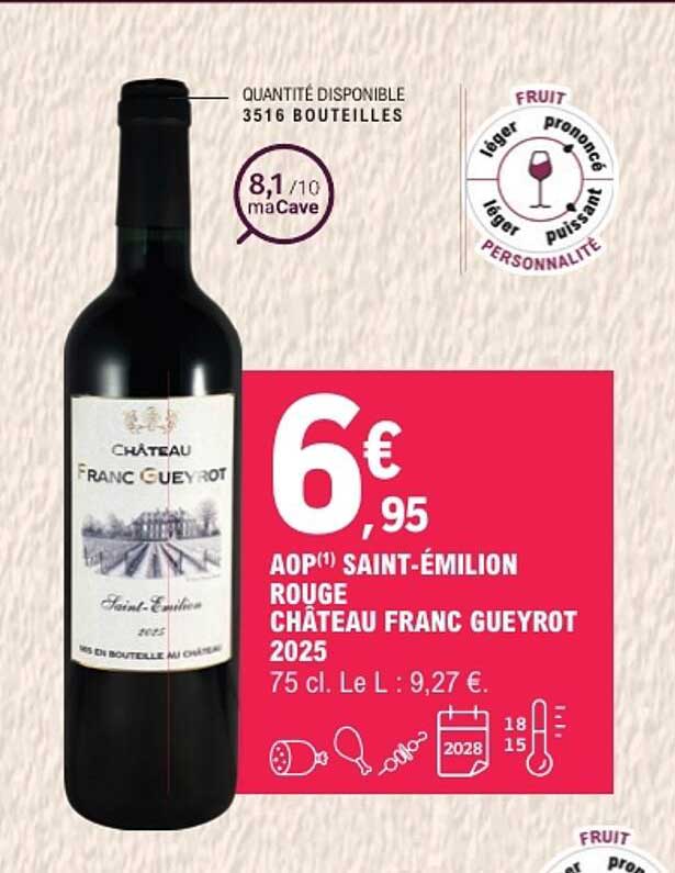AOP(1) SAINT-ÉMILION ROUGE CHÂTEAU FRANC GUEYROT 2025