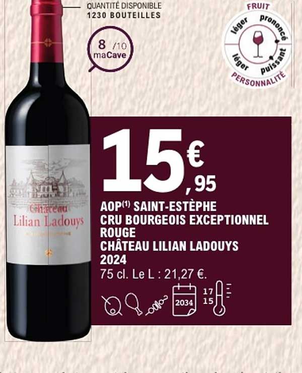AOP(1) SAINT-ESTÈPHE CRU BOURGEOIS EXCEPTIONNEL ROUGE CHÂTEAU LILIAN LADOUYS 2024