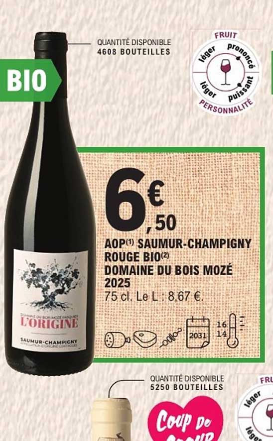 AOP(1) SAUMUR-CHAMPIGNY ROUGE BIO(2) DOMAINE DU BOIS MOZÉ 2025
