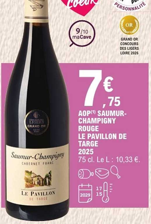 AOP(1) SAUMUR-CHAMPIGNY ROUGE LE PAVILLON DE TARGE 2025