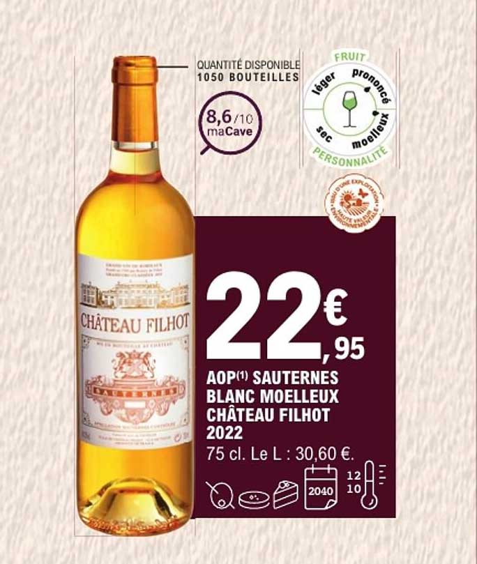 AOP(1) SAUTERNES BLANC MOELLEUX CHÂTEAU FILHOT 2022