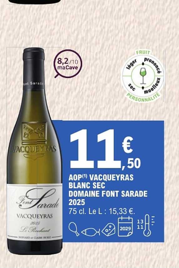 AOP(1) VACQUEYRAS BLANC SEC DOMAINE FONT SARADE 2025