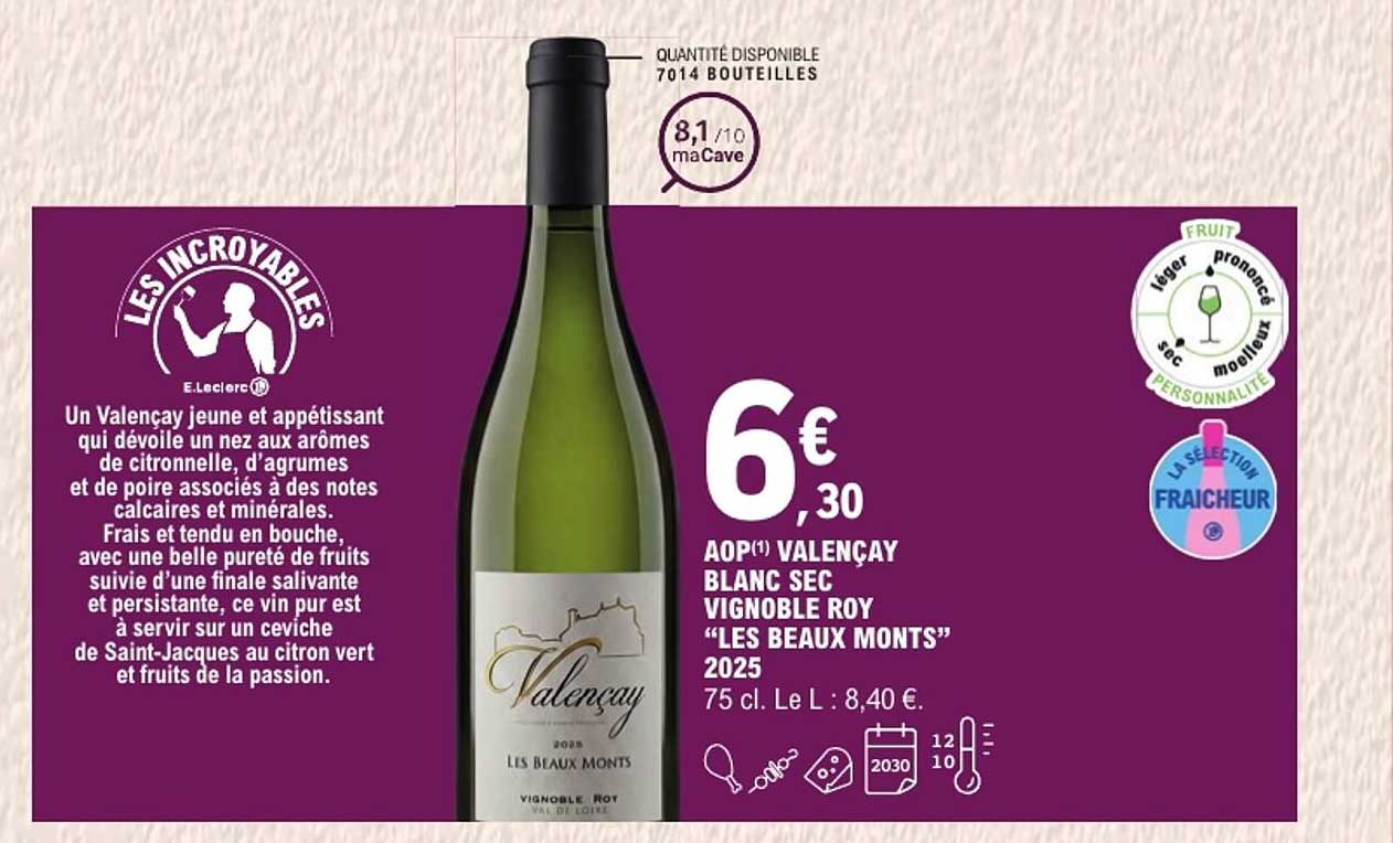 AOP(1) VALENCAY BLANC SEC VIGNOBLE ROY “LES BEAUX MONTS” 2025