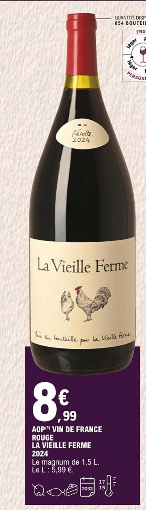 AOP(1) VIN DE FRANCE ROUGE LA VIEILLE FERME 2024