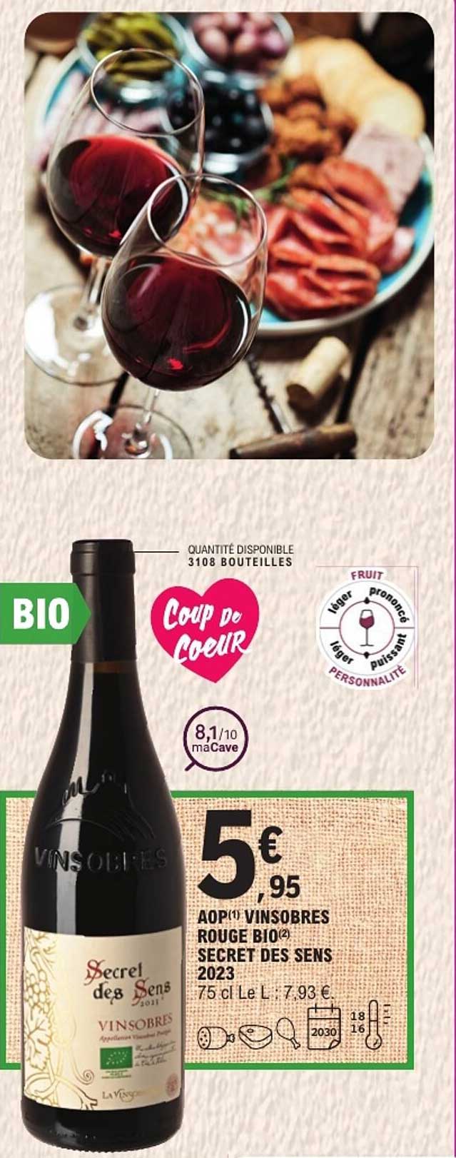 AOP(1) VINSOBRES ROUGE BIO(2) SECRET DES SENS 2023