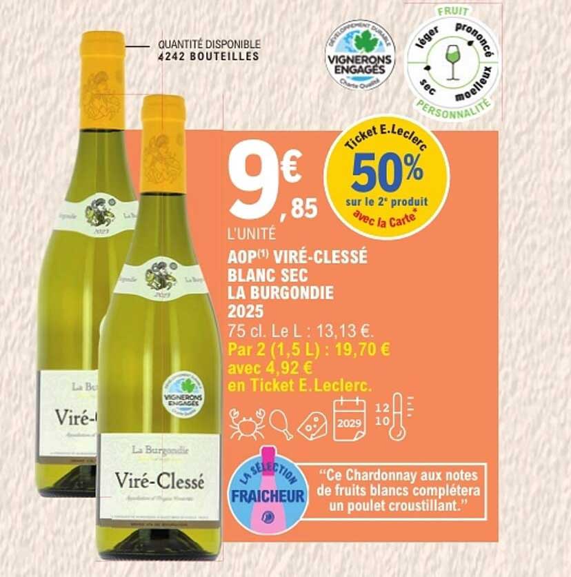 AOP(1) VIRÉ-CLESSÉ BLANC SEC LA BOURGONDIE 2025
