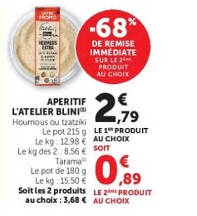 APERITIF L'ATELIER BLINI® Houmous ou tzatziki