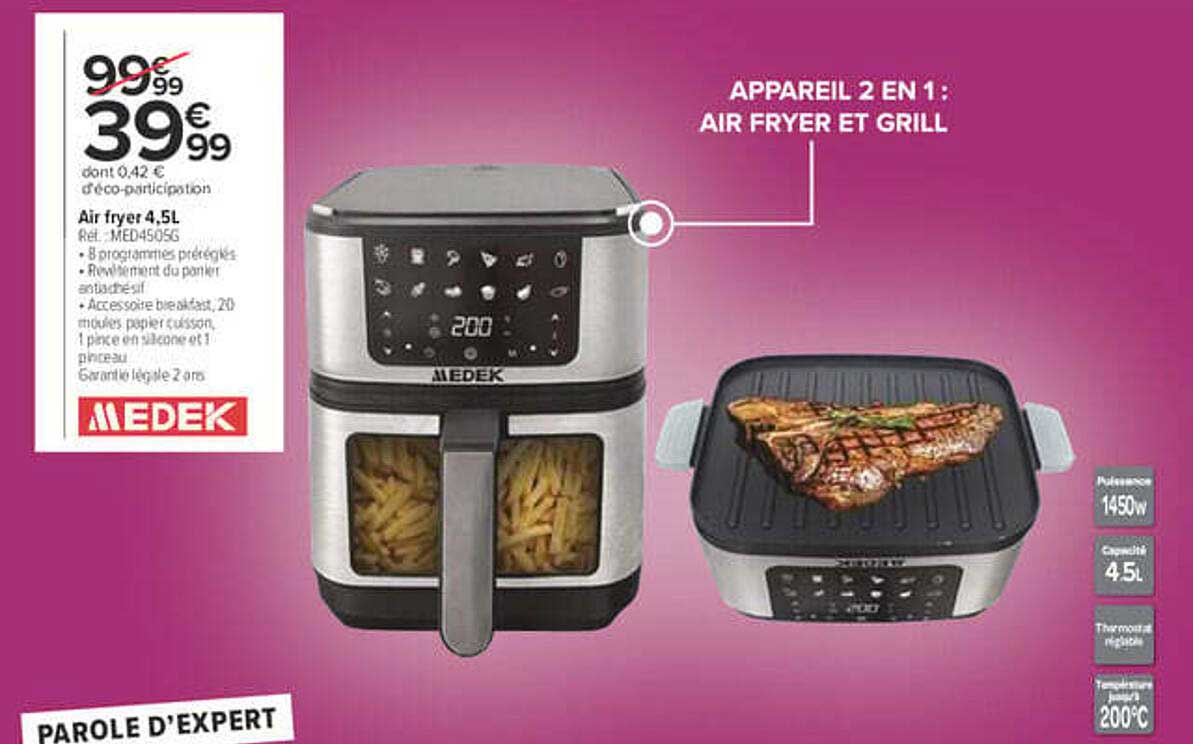 APPAREIL 2 EN 1 : AIR FRYER ET GRILL