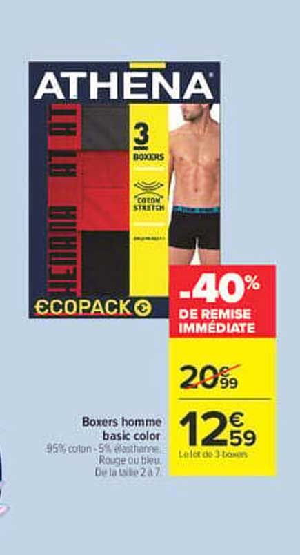 ATHENA ECOPACK Boxers homme basic color