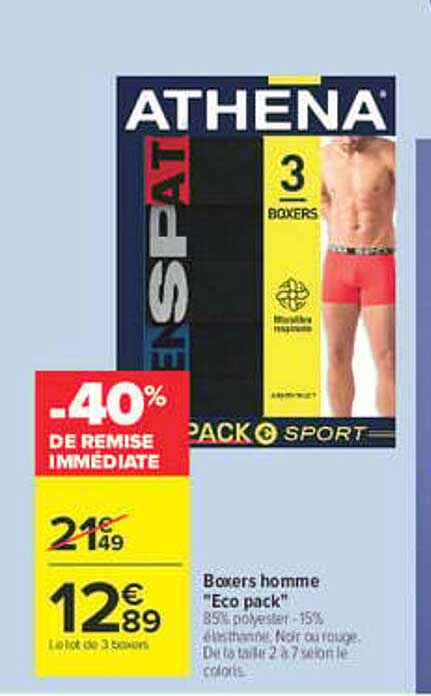 ATHENA ESPRIT - 3 BOXERS - PACK SPORT
