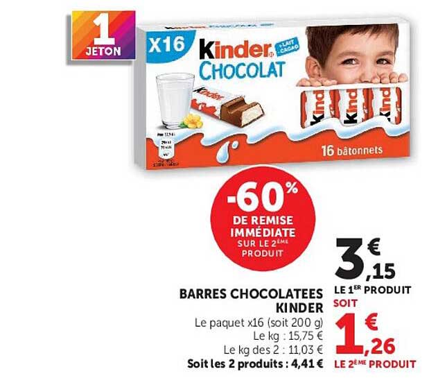 Barres chocolatées Kinder