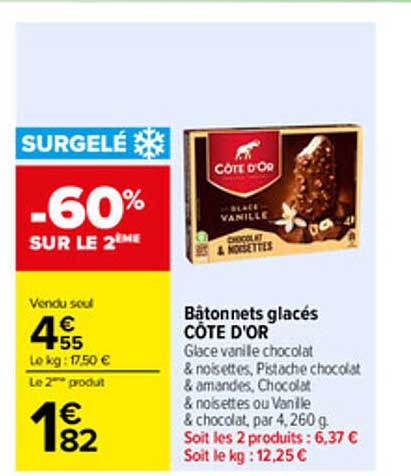 Bâtonnets glacés CÔTE D'OR