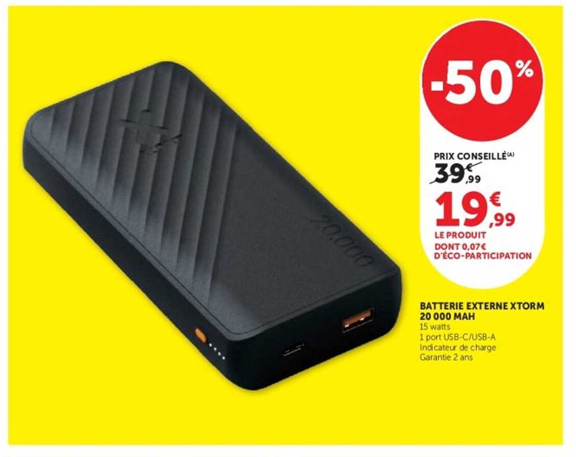 BATTERIE EXTERNE XTORM 20 000 MAH