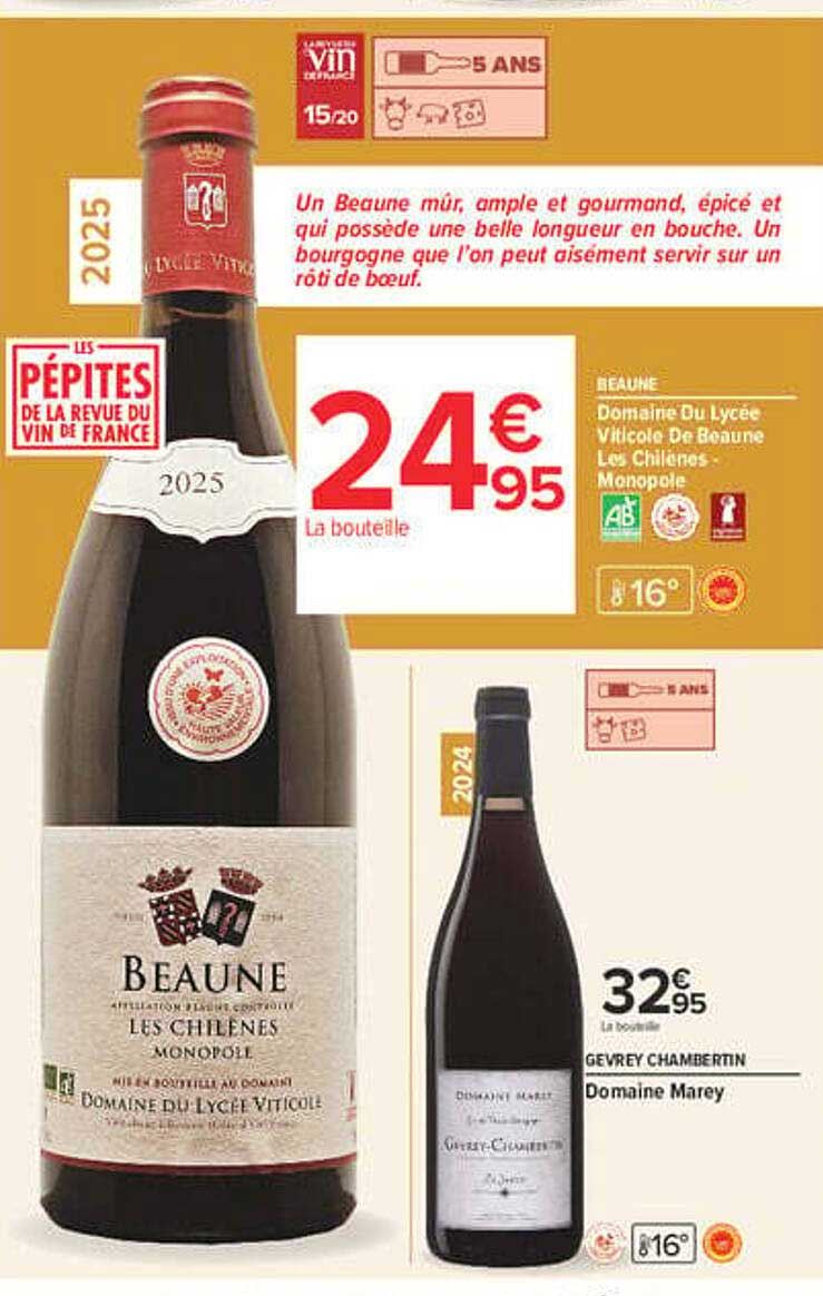 BEAUNE Domaine Du Lycée Viticole De Beaune Les Chilènes - Monopole