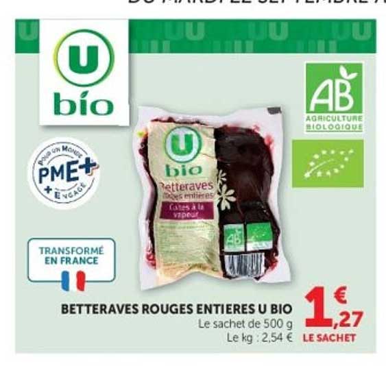 BETTERAVES ROUGES ENTIÈRES U BIO