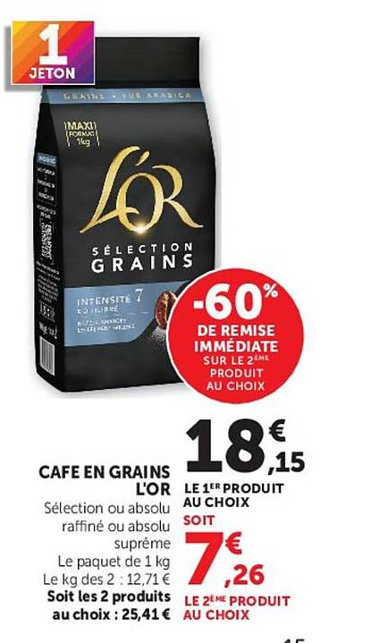 CAFÉ EN GRAINS L'OR SÉLECTION GRAINS