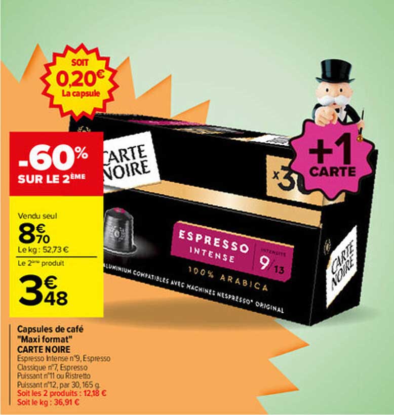 Capsules de café "Maxi format" CARTE NOIRE