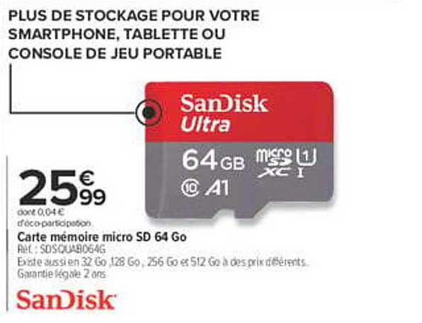 Carte mémoire micro SD 64 Go
